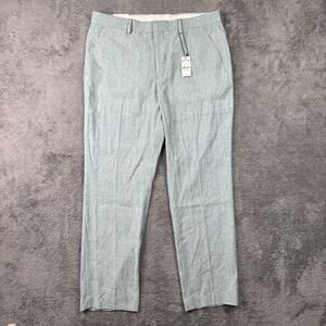 EXPRESS Mens Slim Linen Blend Pants Trousers NEW 32x30 Sea Foam Green Business